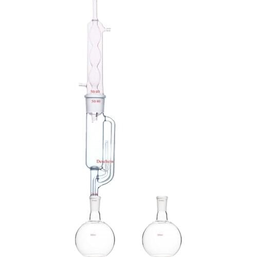 500ml,24/40,Glass Soxhlet Extractor,Allihn Condenser,With Two Flat Bottom Flask