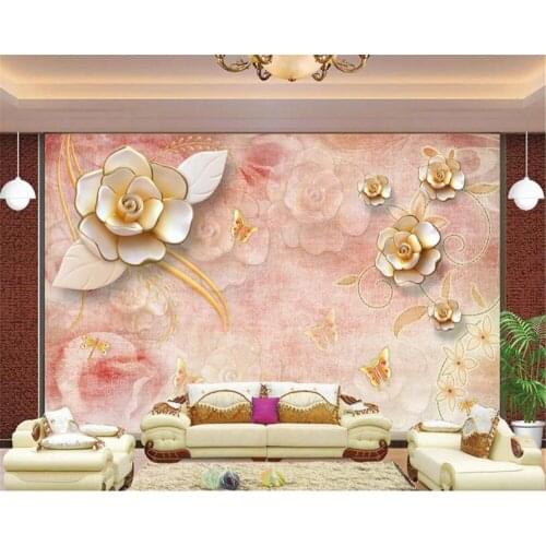 Beibehang Custom wall paper home decor 3D retro rose pattern jewelry butterfly tv Background decoration mural 3D wallpaper