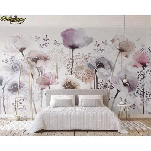 Beibehang Custom photo wallpaper mural watercolor hand-painted style lilac floral beautiful TV background wall papel de parede