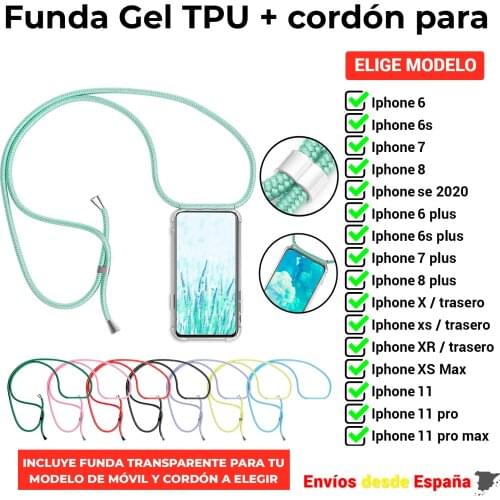 TPU case with strap for iPhone 6 6s 7 8 X XS 12 11 Max Mini Plus SE 2020. Transparent silicone housing for mobile phone