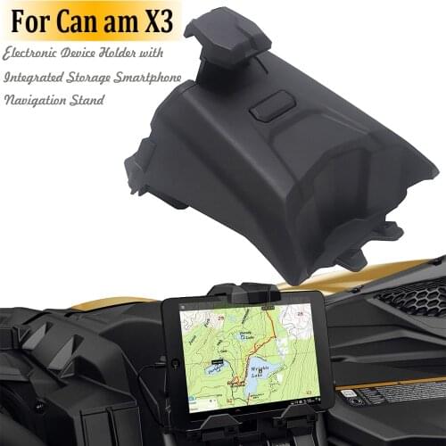 Black Electronic Device Holder With Integrated Storage For 2017-2018 Can Am Maverick X3 Models