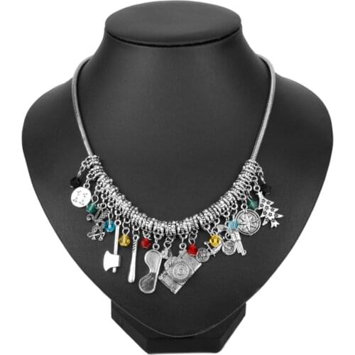 Dongsheng Stranger Things Charm Choker Necklace & Pendants Crystal&Glass Beads Necklaces with gun Accessories for women gift