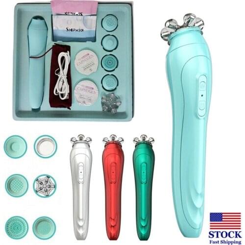 6-in-1 Electric Facial Cleanser Body Massage Mini Skin Pore Cleaner Beauty Massager Wash Face Machine With CO2 Bubble Head