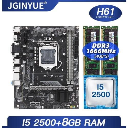 H61 desktop motherboard set kit LGA 1155 H61M-S1 with Intel I5 2500 LGA1155 CPU 8G(2*4G) DDR3 RAM Mico-ATX Integrated Graphics