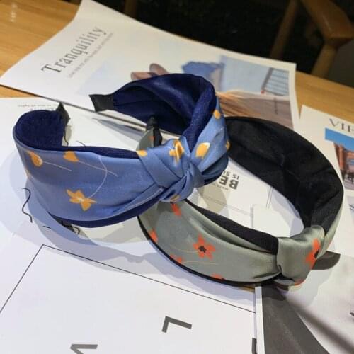 Small Floral Hairpin Adult Hairband Wide Brim Sweet Simple Headband Hit Color Knotted Press Hairband Lady