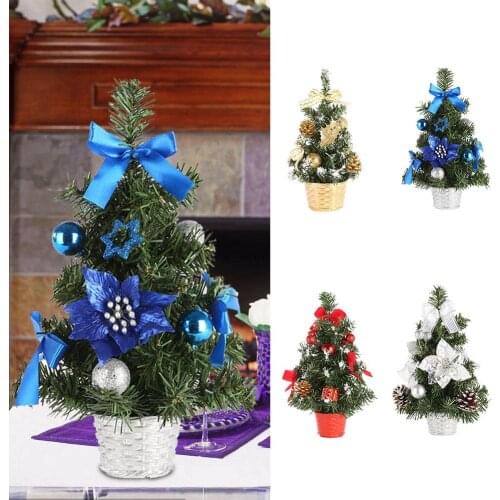 Mini Artificial Christmas Tree Pot Glittery Ball Hotel Cafe Table Festival Decor