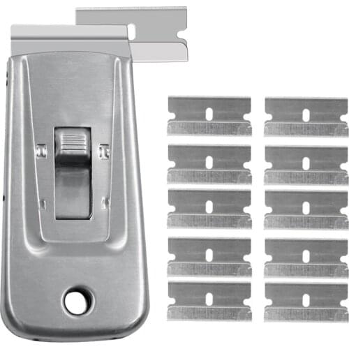 Multi-Purpose Razor Scraper Set Steel BladesCleaning Tool With 10 Blades Smooth Scraper Removal Stainless Steel Hand Tools