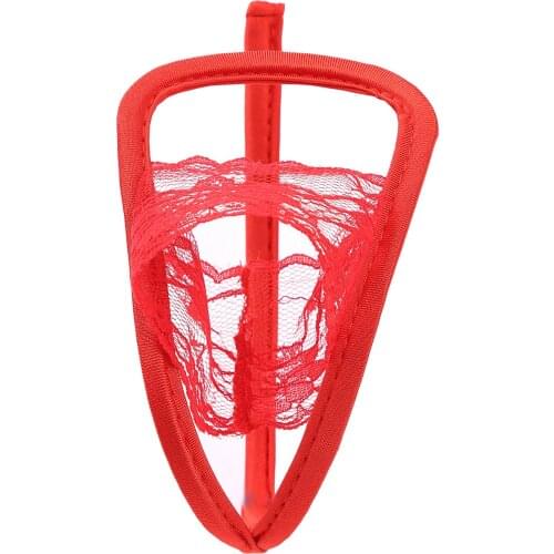 Mens See-through G-String Thongs Floral Lace Invisible Underpants Sissy Lingerie Underwear Strapless Briefs For Valentines Day