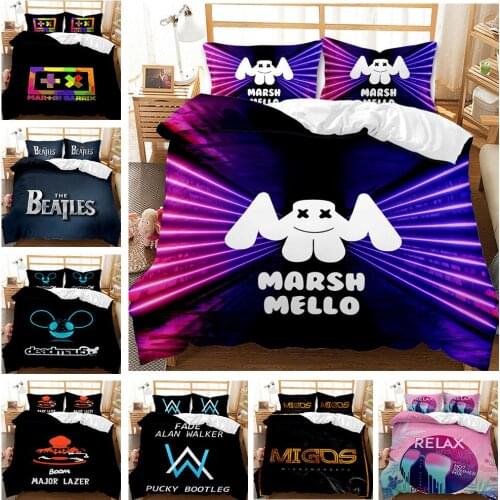 Music Fashion Marsh Mello 3D Print Comforter Bedding Sets Queen Twin Single Size Duvet Cover Set Pillowcase Home Textile Luxury