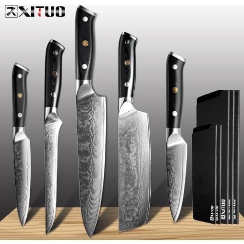 XITUO Kitchen Chef Knife Set VG10 Damascus Steel 67 Layer Slices Nakiri Kiritsuke Sushi Knife Bone Japanese Knife Cooking Tools