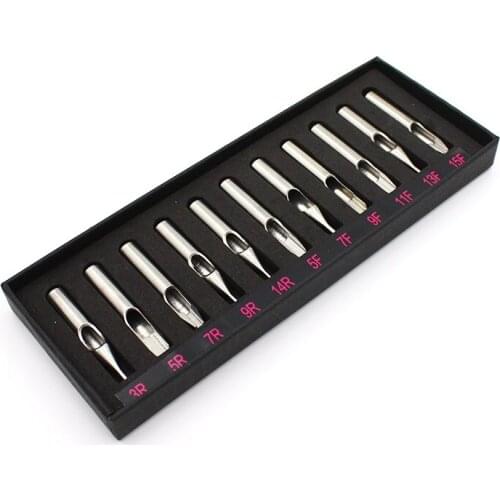 Disposable 11PCS Tattoo Stainless Steel Nozzle Tips Tube Set Round Flat Tattoo Tips Mixed For Tattoo Needles Machine Grip Supply