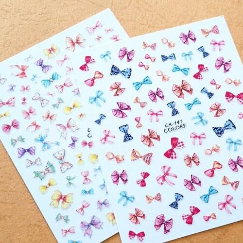 Newest CA-141 256 bowknot design 3d nail sticker art back glue nail decal template DIY decorations for nail art accessory