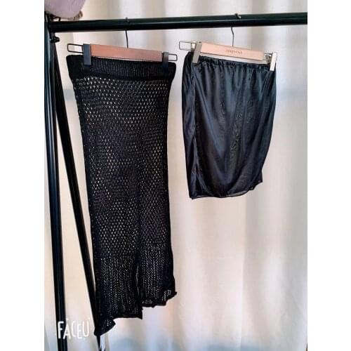 New Girls Summer T Shirt Women Sleeveless Vest Crop Tops High Waist Long Skirts Women Two Piece Set Skinny Slim Elastic Bodycon