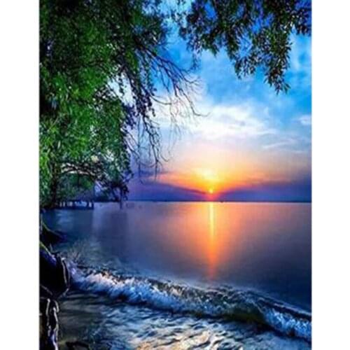 Landscape Painting 5D DIY Diamond Painting Square/Round Diamond Sea Sunrise Picture Cross Stitch Decoration Artwork TX063