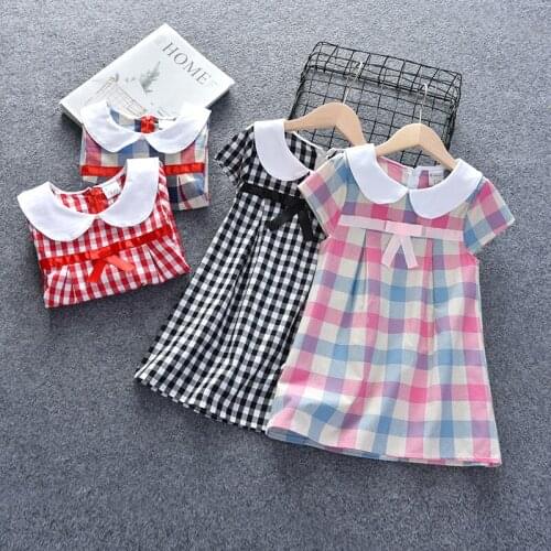 Girls Plaid Dress 2021 Summer Kids Fashion Casual Clothes Children Preppy Style Princess Holiday Outfit for 1-6 Years