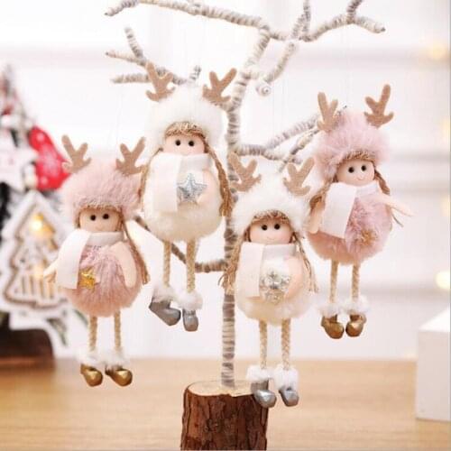 Plush Angel Pendant Christmas Tree Decor For Home Hanging Doll Christmas Ornament 2020 Xmas Gift Cristmas Decor