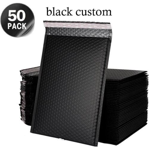 Custom label 50pcs Mailer Poly Bubble Padded Mailing Envelopes for Mailer Gift Packaging Self Seal Bag Bubble Padding Black Pink