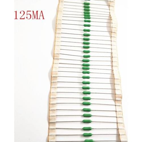 20pcs/lot 125mA 125V/250V 2.4*7mm Axial Lead Green Fuse 0.125A 2.4 x 7 Fast Blow PICO Resistance Fuse