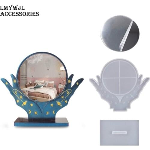 DIY Crystal Epoxy Mold Hand-shaped Cosmetic Mirror Desktop Silicone Mold Making Handmade Crafts Accessories