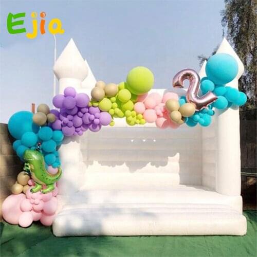 Drop Shipping White DIY Inflatable Bouncy Castle Bounce House Jumping Tent With Air Blower For Outdoor Wedding Party