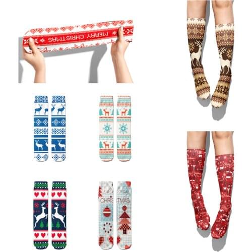 Christmas Happiness Long Socks Winter Unisex elk Snowman Socks Gifts For Boys Girls Funny Harajuku Warm Socks Skarpetki Navidad