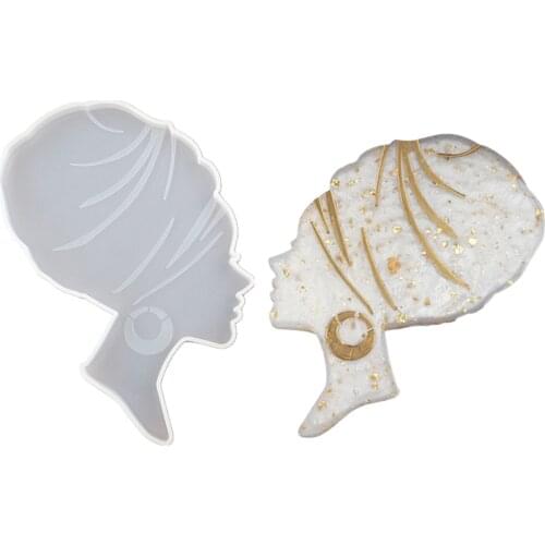 Beautiful Girl Head Shaped Silicone Coaster Mold Creative DIY Epoxy Resin Mold Fashion Handicraft Gift Mold Souvenir Mold