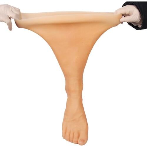 One Foot Silicone Prosthesis Foot Sleeve Highly Simulated Skin Artificial Leg Cover Scars young-aged