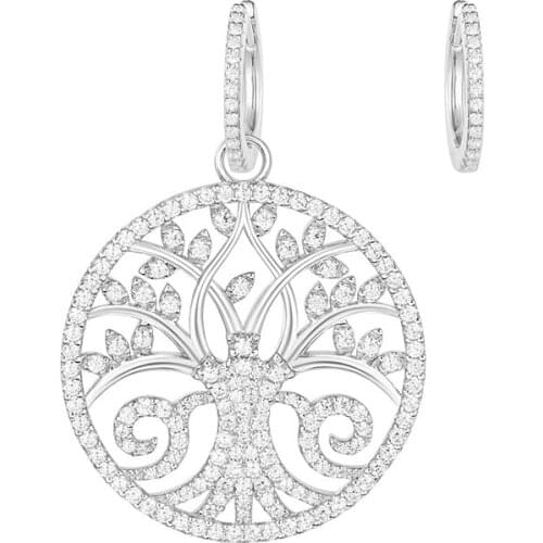 SOELLE High Quality 925 Sterling Silver Fine Mandala Tree of Life Earrings Full Cubic Zirconia Women Brand Designer Jewelry