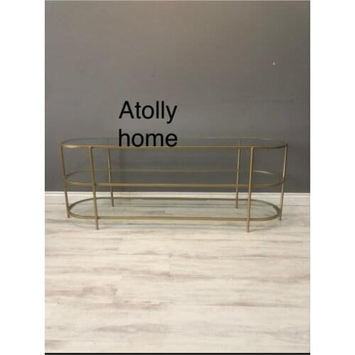 Modern Metal Gold Oval Tv Unit coffe table