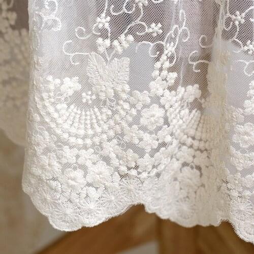Soft screen yarn fabric Stereo embroidery tissu Hand-made accessories for Beige lace garments material