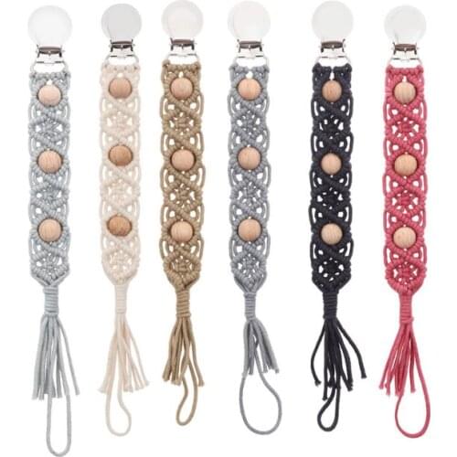 Vintage Braided Baby Cotton Tassel Pacifier Chain for Newborn Teething Soother Chew Toy Dummy Clips