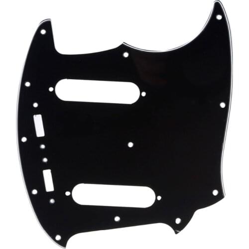 Musiclily Pro 12-Hole Guitar Pickguard for Fender American Mustang, 3Ply Black