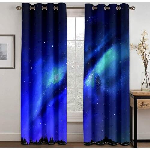 Living Room Shading 90% Decorative Curtain Starry Sky Pattern Home Textile Decoration Bedroom Perforated Curtains