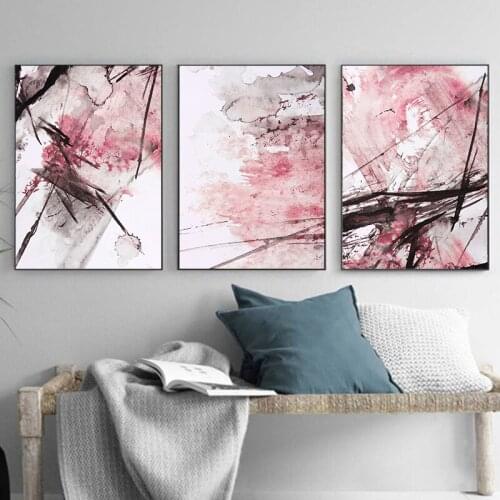 Yellow Gray Pink Ink Splash Abstract Canvas Painting Home Art Posters Bedroom Corridor Stickers Nordic Decoration