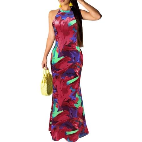 Women Long Dress Print Boho Beach Dress Summer Maxi Dress Evening Party Dress Sundress Plus Size