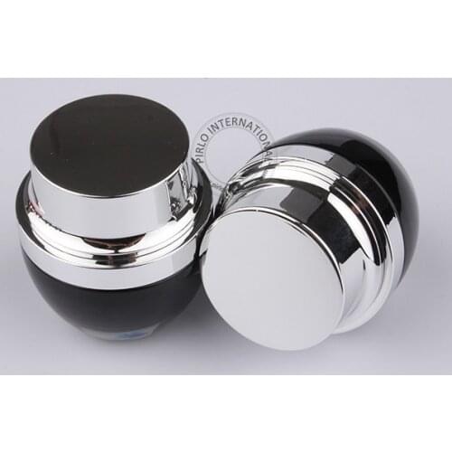 10pcs/Lot Promotion New 30g Glass Cream Bottle 30ml Black Facial Cream Pot Refillable Can 1 OZ Sliver Cap Cosmetic Packaging