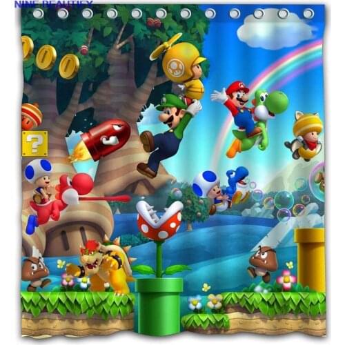 2021 Super Mario Game Shower Curtain Waterproof with Color Bathroom Decoration
