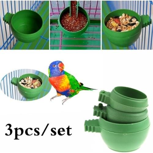 3 Pcs/set Mini Bird Parrot Food Water Bowl Feeder Plastic Pigeons Birds Cage Sand Cup Feeding Holder Bird Feeder