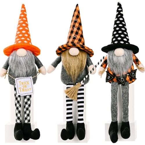 3 PCS Halloween Decorations Gnomes Doll Plush Handmade Tomte Swedish Long-Legged Dwarf Table Ornaments Kids Gifts Wholesale XB