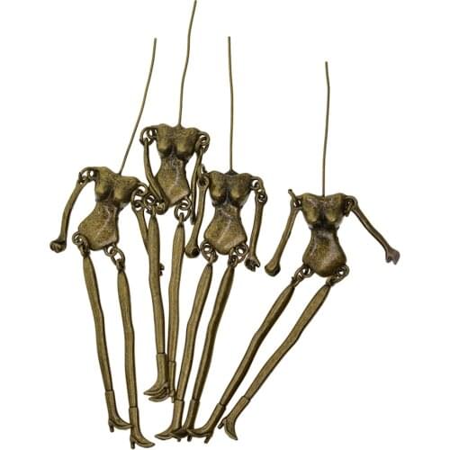 4pcs Green Bronze Steampunk Skeleton Pendants Halloween Jewelry Accessory