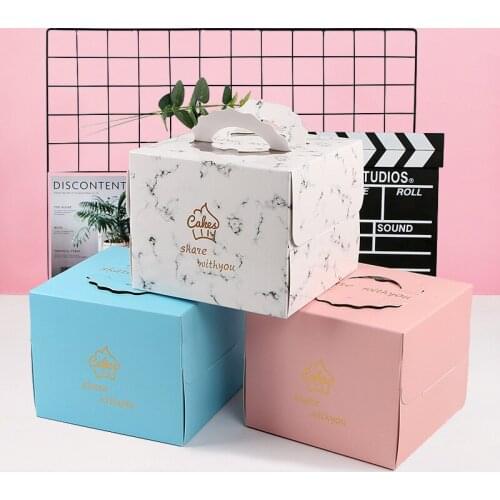 5pcs Golden of European Style Portable Cake Box Birthday Cake Packing Box Square Cake Box Wholesale Baking Packaging