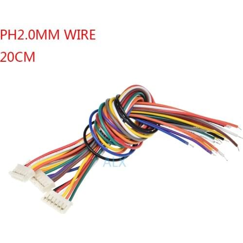 50PCS 20CM PH2.0 2/3/4/5/6/7/8/9/10 pin connector plug with cable wire 2P/3P/4P/5P/6P/7P/8P/9P/10P 2.0mm pitch