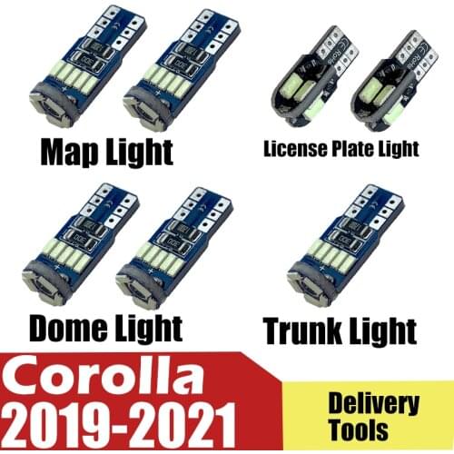 9Pcs White /ICE BLUE LED Lights Interior Package Kit For 2019 2020 Toyota Corolla Map Trunk Dome License Plate Lamp