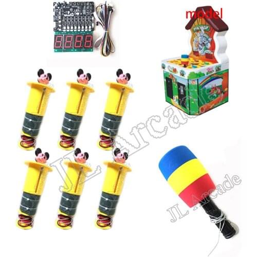 Arcade DIY kit met moederbord en 6 raken heads build up een kids raken kikker/muis hamer game machine