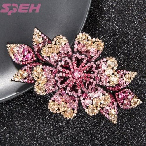Korean side girl pink Korean style flower top clip ins net red Korean flower girl white crystal hair accessories