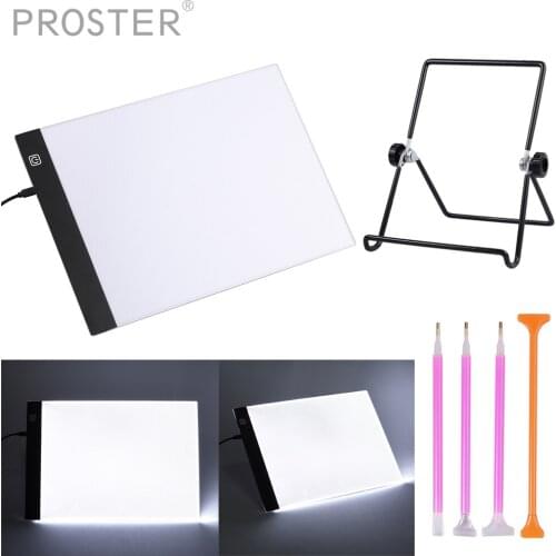PROSTER DIY Diamond Painting Tools Diamond Storage Box Bags Dimmable A4 LED Lighted Diamond Painting Board Box Drill Pen Set
