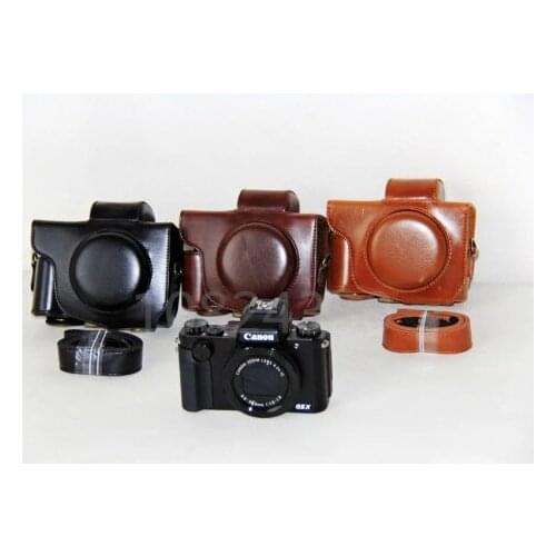 PU leather Camera Bag Case Cover Pouch with strap for Canon G5X G5 X shoulder strap