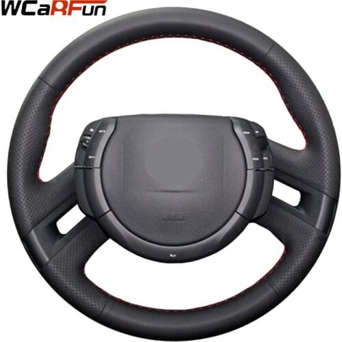 WCaRFun Hand-Stitched Black Artificial Leather Car Steering Wheel Cover for Citroen C4 Picasso 2012-2014 C-quatre steering cover
