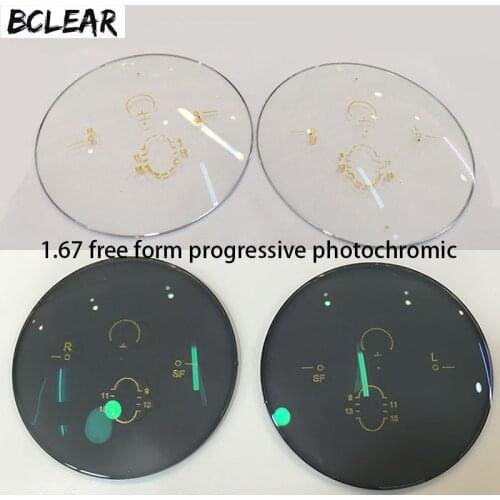 BCLEAR 1.67 Photochromic Gray Brown Freeform Multi Focal Progressive Lens Customized Lens See Far and Near for Myopia or Reading