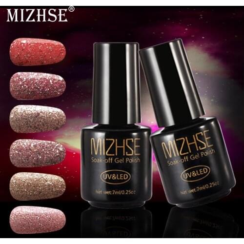 MIZHSE UV Gel Nail Polish Rose Gold Glitter UV Gel Varnish Shine Shimmer Gel Lacquer Esmalte Permanente Manicure Set For Nails